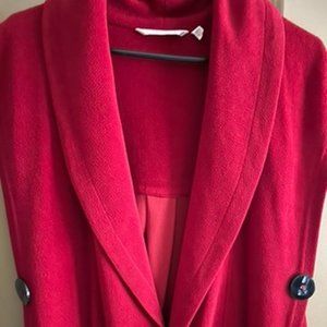 Festive Red Tunic Vest with Large Button Accents